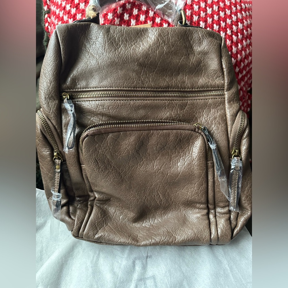 New with tags Super soft Brown Vegan Leather Backpack purse
